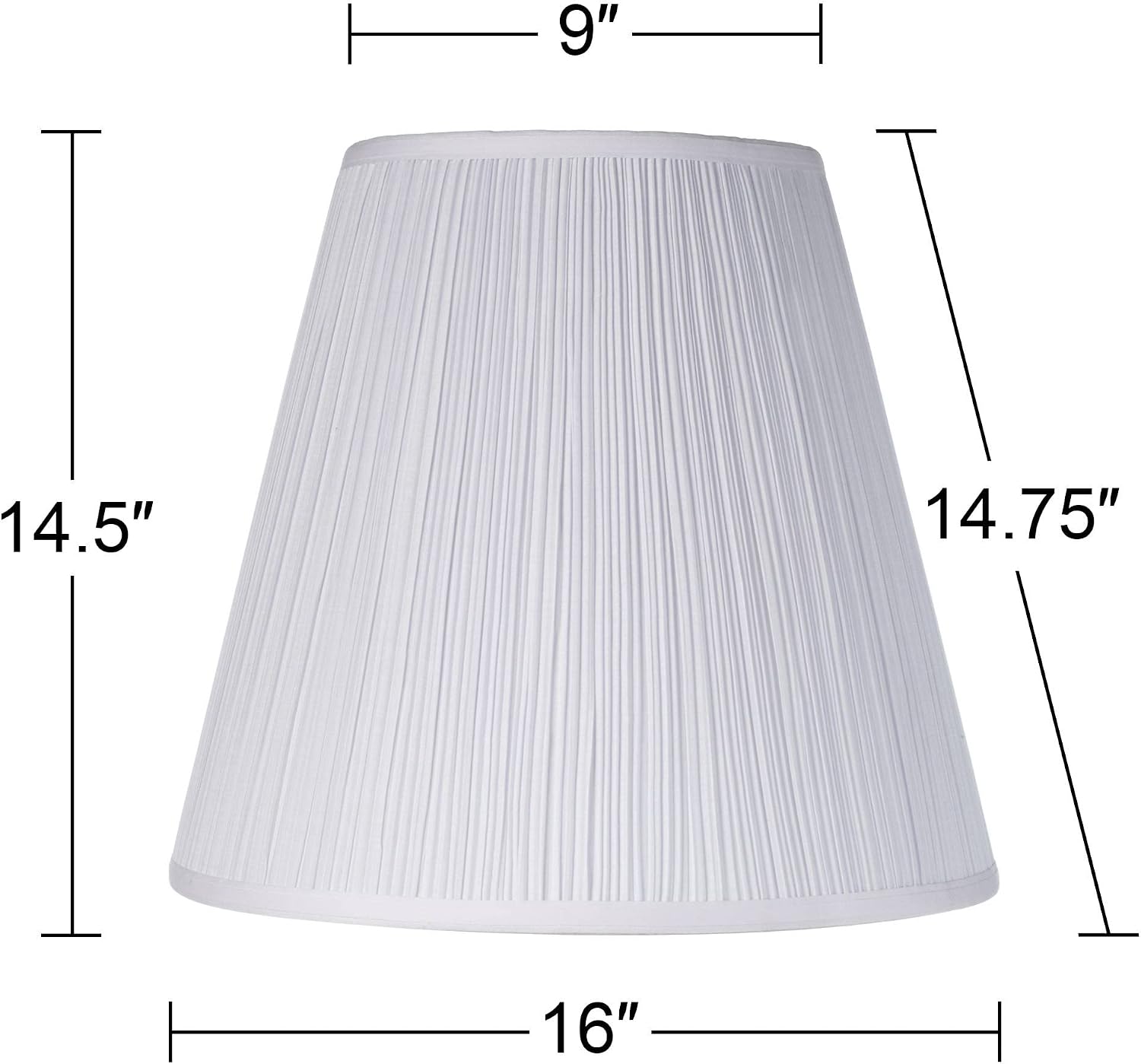 9' Top x 16' Bottom x 14 1/2' High x 14 3/4' Slant Lamp Shade (Pre-Assembled) Replacement Set of 2 Large White Ivory Mushroom Empire Round Traditional Fabric Pleated Spider Harp Finial - Springcrest