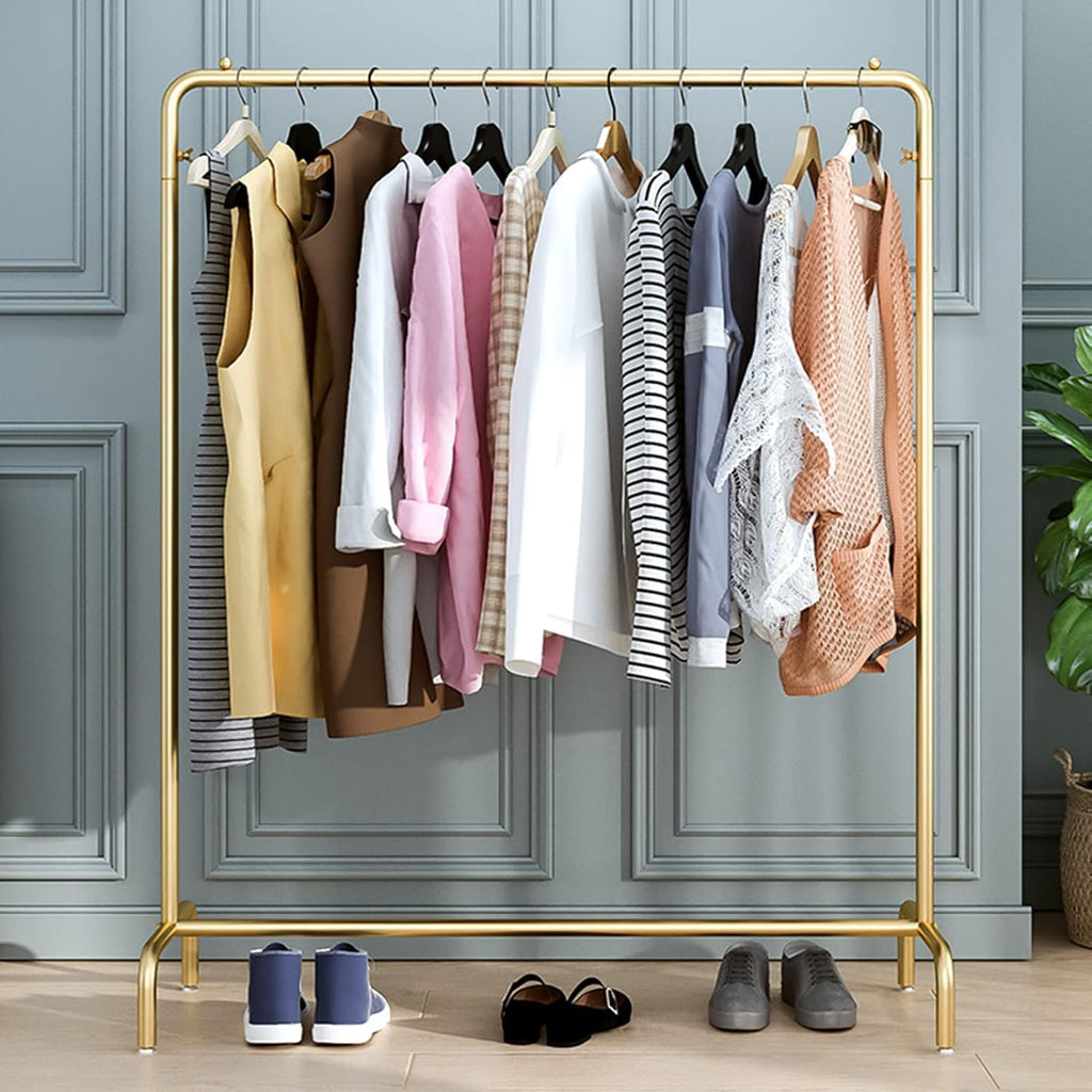 Garment Rack Modern Metal Clothes Rail,Heavy Duty Garment Rack for Hanging Clothes,Freestanding Clothing Rack for Bedroom and Living Room(Gold 80x40x150CM)