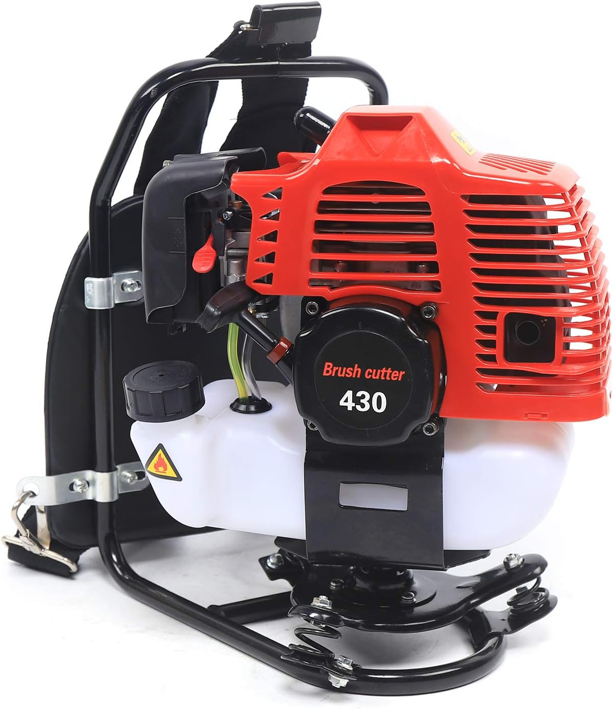 Backpack Brush Cutter 43CC 2-Stroke Tiller Cultivator Gas Powered Grass Trimmer Air-Cooled Single Cylinder Digging Tool Hedge Trimmer for Remove Weeds Soil Cultivation, TBG430