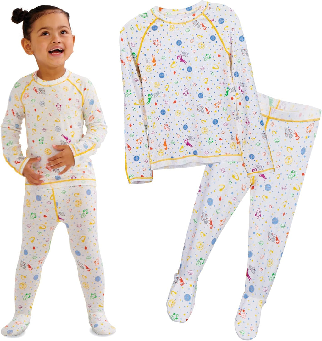 Soothems Eczema Footie Pajamas for Kids - PJs Shirt + Bottom - Moderate to Severe Eczema Treatment for Kids - Eczema Clothes & Sleepwear for Wet Wraps - Toddler Pajamas for Girls & Boys (2T)