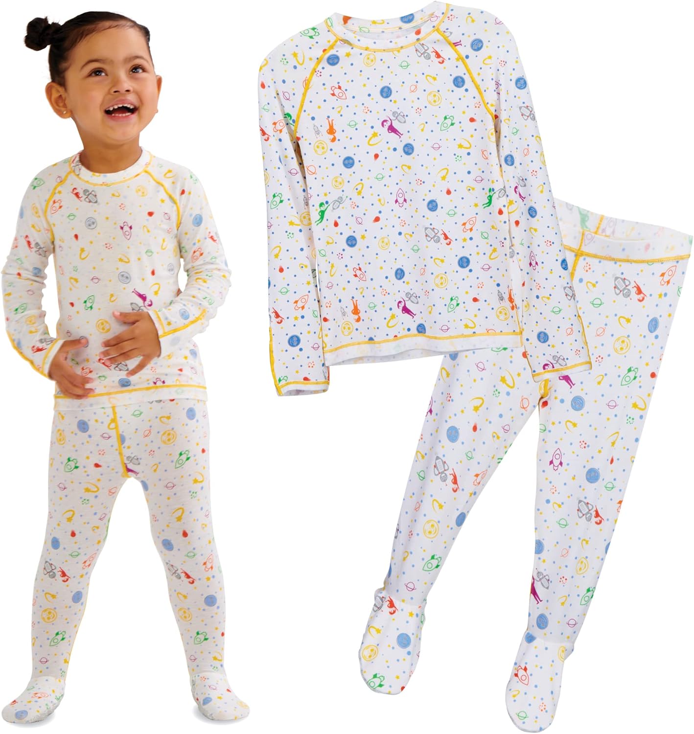 Soothems Eczema Footie Pajamas for Kids - PJs Shirt + Bottom - Moderate to Severe Eczema Treatment for Kids - Eczema Clothes & Sleepwear for Wet Wraps - Toddler Pajamas for Girls & Boys (2T)
