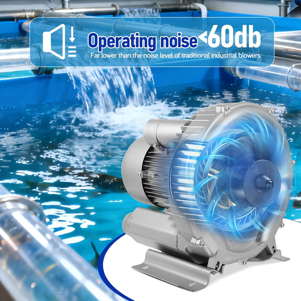 2.4HP Blower, 1.8KW 150CFM 110-120V Single Phase, High-Pressure, Industrial Vacuum Pump for Air Blowing or Suction, Sewage Aeration Aquarium Fish Pond Packaging