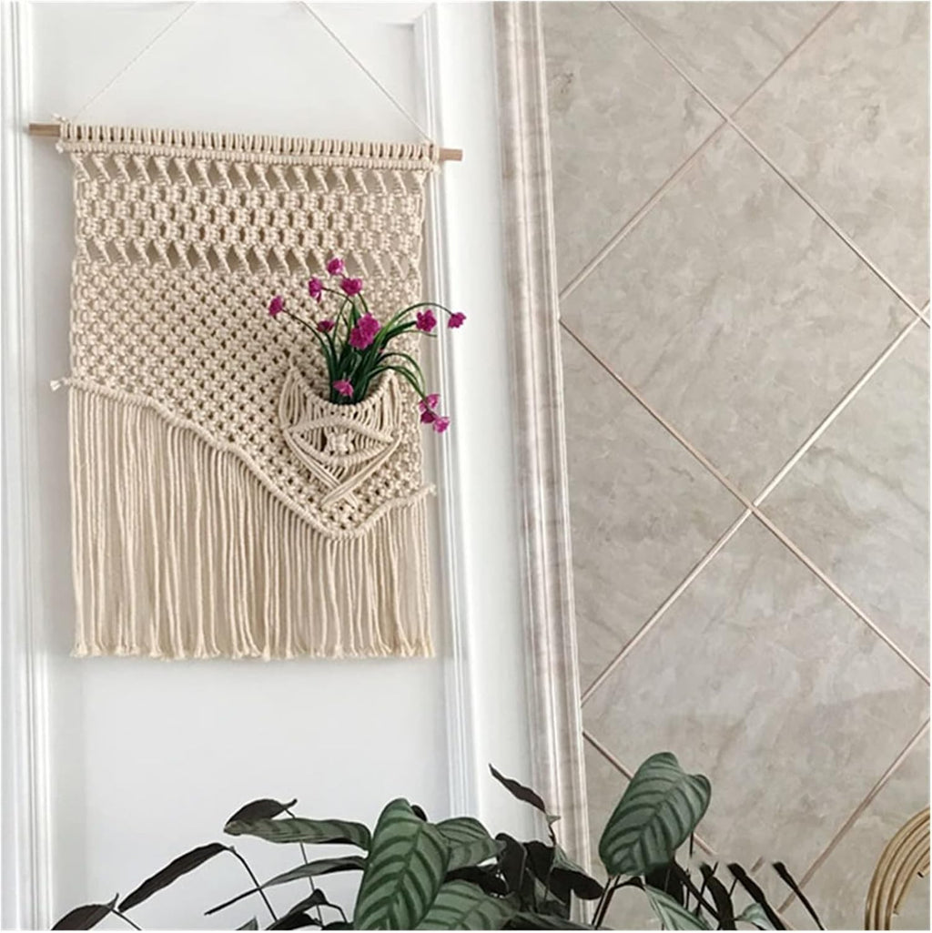 Tapestry Macrame Wall Hanging Tapestry Bohemian Crafts Home Bedroom Decoration Handwoven Tapestries (OneColor 50x70cm)