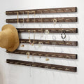 Wall Mounted Jewelry Stand Organizer, Hanging Earring Holder Keyring shelf Bracelets Rings Bangles Display Rack sock holder,For Clothing Store/Retail Store/Jewelry Store(Walnut color 6pcs,90cm)