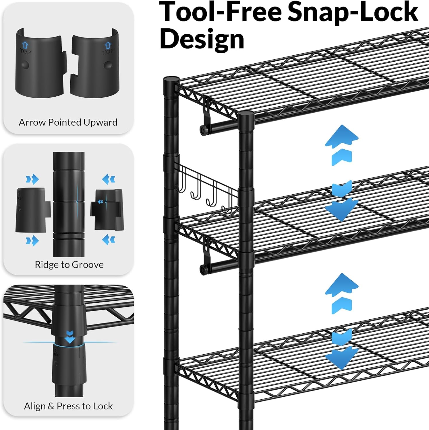 Rolling Clothes Rack Heavy Duty, Free Standing Garment Rack with Wheels, Portable Closet Rack, Closet Organizer System with 35.4' W x 15.7' D x 76' H, Max Load 500Lbs (Black)