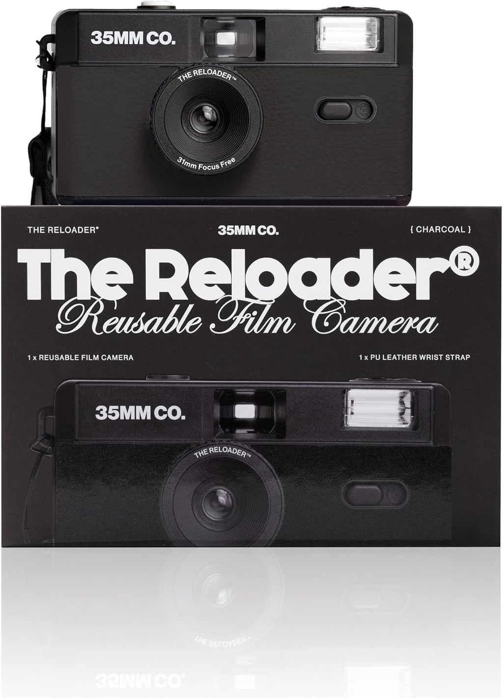 35mm Reusable Film Camera with Flash, Compatible with All 35mm Film, Analog Point & Shoot with Manual Advance & Rewind, Perfect for Travel, Beginners & Everyday Nostalgia - Charcoal