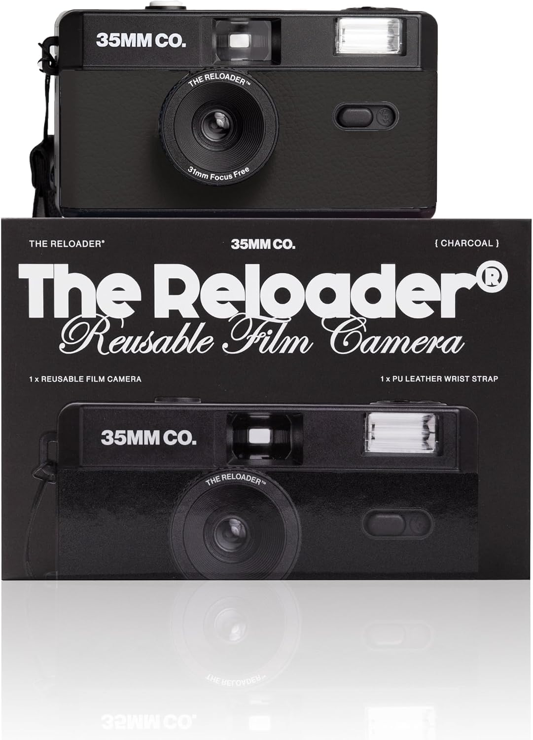 35mm Reusable Film Camera with Flash, Compatible with All 35mm Film, Analog Point & Shoot with Manual Advance & Rewind, Perfect for Travel, Beginners & Everyday Nostalgia - Charcoal