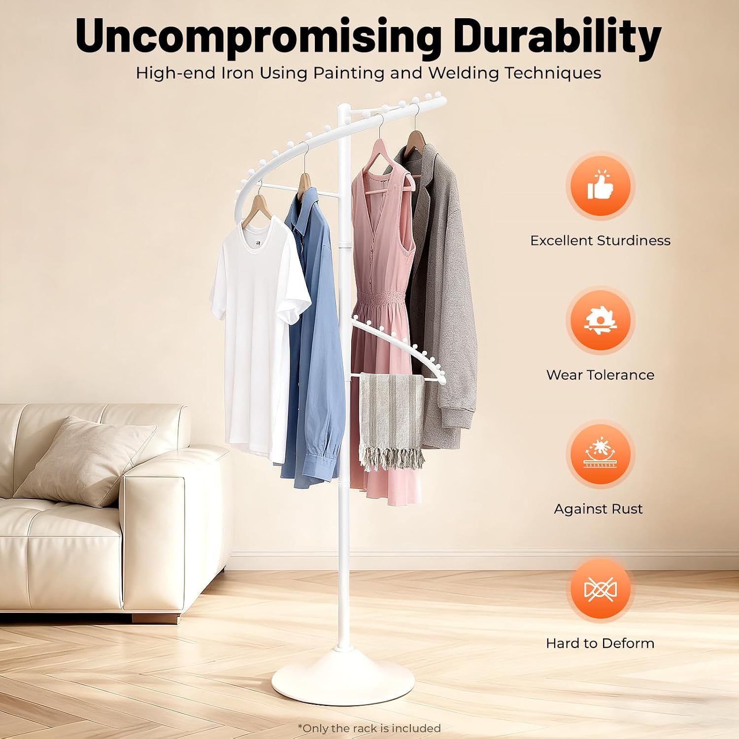 Spiral Rotating Garment Rack, Metal Clothing Rack Freestanding Coat Rack Retail Display Stand Hanger Shelf for Clothes Coats Bags Scarves 1.8M