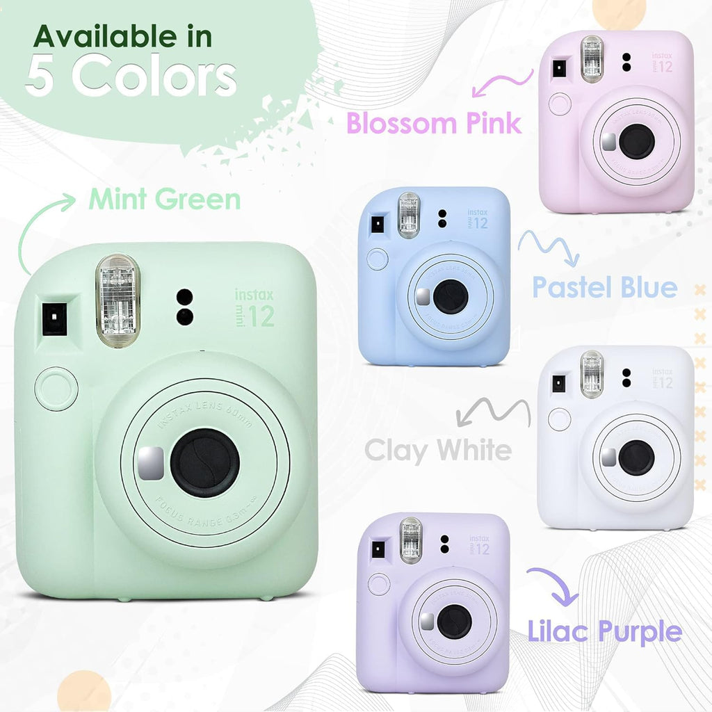 Fujifilm Instax Mini 12 Camera (Blossom Pink, w/Extra Film (80 Sheets) + Travel Kit)