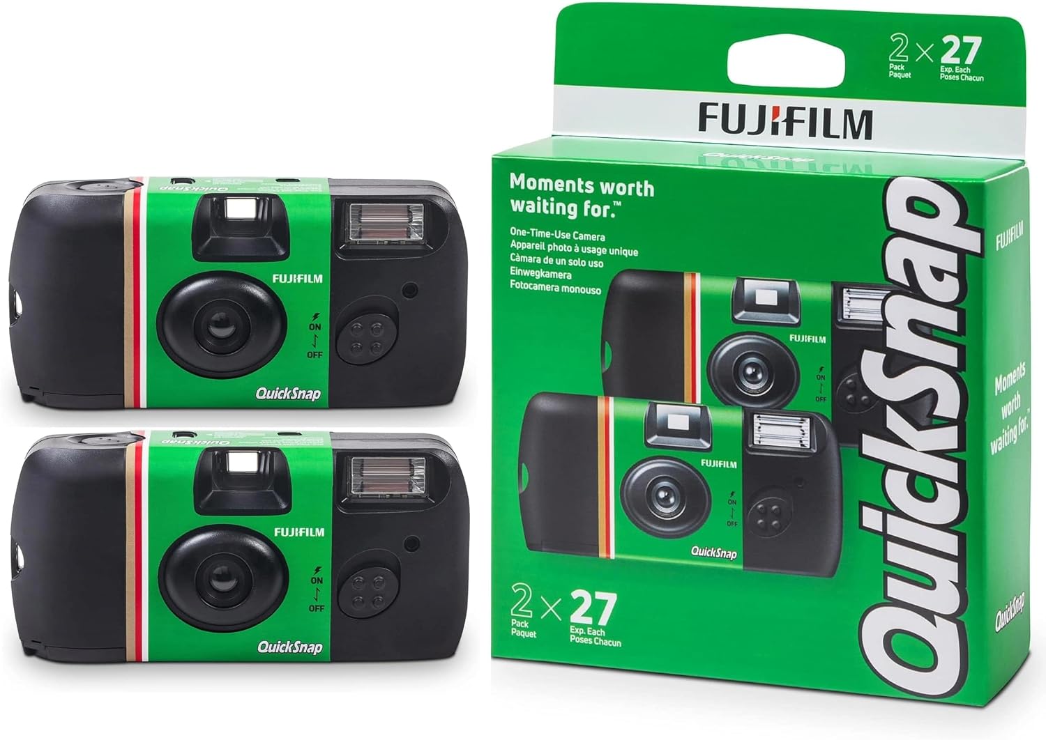 Fujifilm QuickSnap Flash 400 One Time Use 35mm Camera with Flash, 27 Exposures, 8-Pack