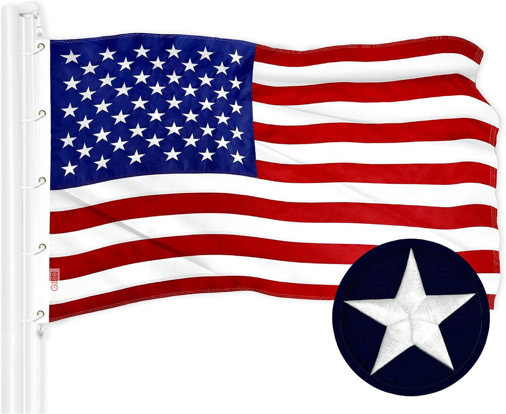 G128 American USA Flag | 10x15 Ft | ToughWeave Series Embroidered 300D Polyester | Country Flag, Embroidered Stars, Sewn Stripes, Indoor/Outdoor, Brass Grommets