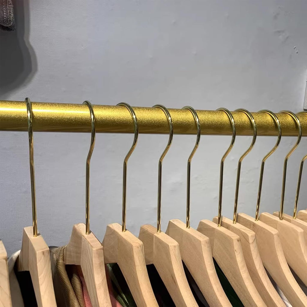 WIGING Clothing Store Display Rack, Modern Heavy Duty Freestanding Retail Garment Rack, Easy Assemble Iron Storage Shelf for Home, Boutique Hanging Shelves (Color : Gold, Size : 100x40x130cm)