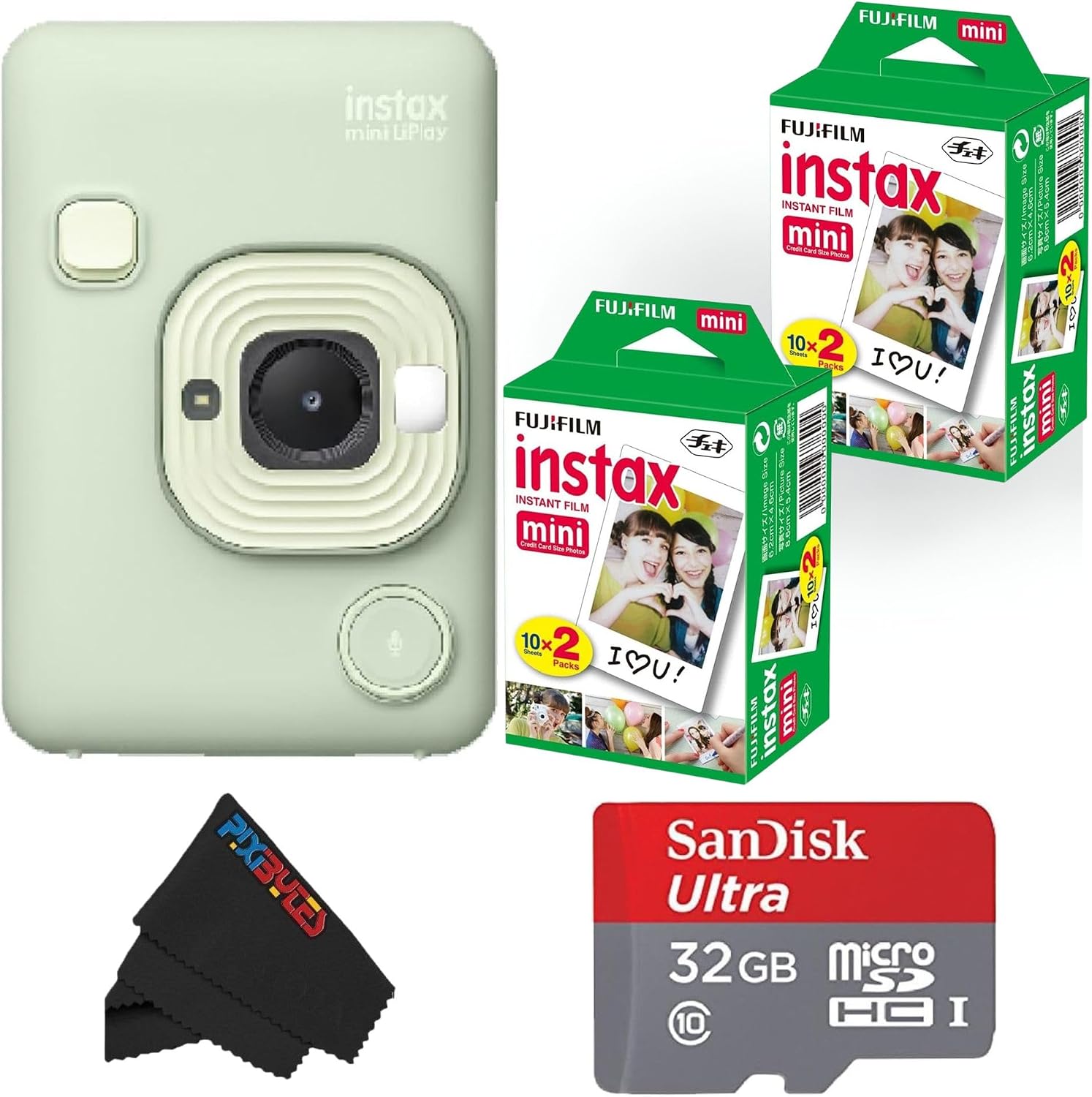 Fujifilm Mini LiPlay Hybrid Instant Camera with Mini Film (Matcha Green, w/ 40 Film Sheets)