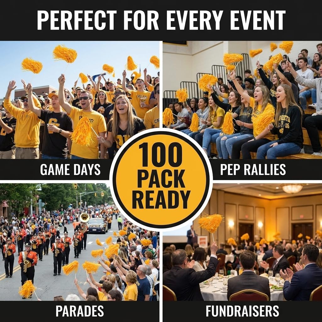 Anderson's Premium One-Color School Spirit Shakers, Cheerleader Pom Poms, Sports Fan, Football, Basketball, Homecoming, Squad, Team, Party, Dance Club, Performance, Celebrations