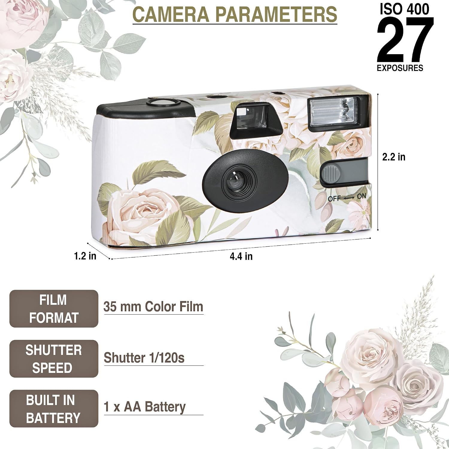 1 Shot Disposable Camera Wedding Bulk – 10-Pcs Wedding Disposable Cameras 27 Exp. – Film Camera Disposable for Wedding, Party, Baby Shower, Travel, Party Favors – Single-Use ISO400 Film Camera 35mm
