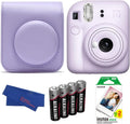 Fujifilm INSTAX MINI 12 Instant Film Camera (Lilac Purple) Bundle, Includes: INSTAX Mini Film (20 Exposures), INSTAX Mini 12 Case and More (5 Items)