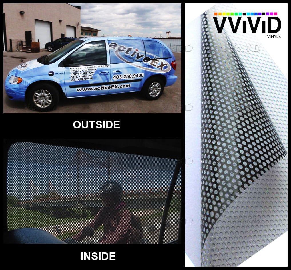 VViViD One Way Perforated Window Vinyl Privacy Wrap Film Roll Decal Sheet DIY Easy to Use Air-Release Adhesive (50ft x 54 Inch)