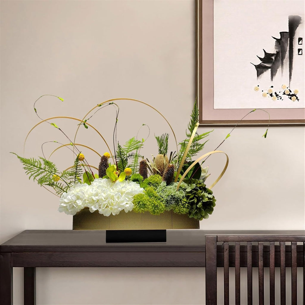 Faux Plants Simulation Dried Flower Bouquet Metal Florist Flower Arrangement Hotel Lobby Table Flower Simulation Floral Art Entryway Decoration Spring Summer Decoration