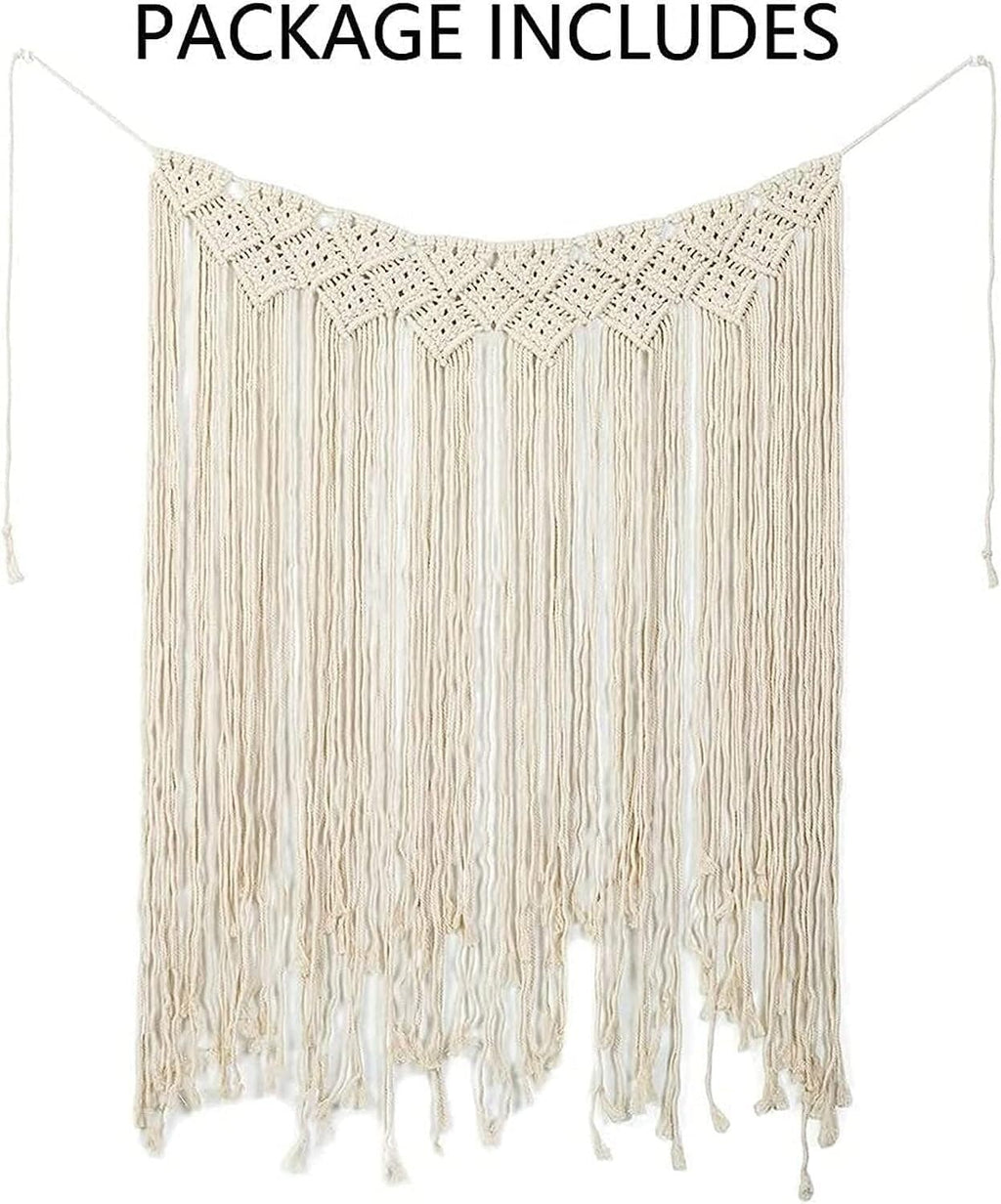 Wall Hanging Art Tapestry, Macrame Wall Hanging Tapestry Garland Macrame Curtains for Doorways Wedding Backdrop Arch Apartment Gallery Home Decoration (Beige)
