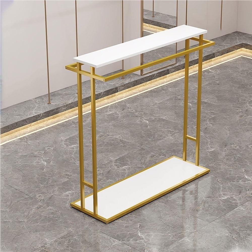 Floor Standing Metal Garment Rack, Portable Clothing Rack, Heavy Retail Display Racks, Merchandise Display Rack for Hanging Clothes, Clothing Rack with Shelves(Gold,100cm/39.4in)