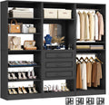 Unikito Modular Closet System with 3 Sets, 75'Closet Organizer System With Drawers, Mirror, Hanging Rods and Adjustable Shelves, Freestanding Wood Wardrobe Garment Rack, Walk in Closet Tower, Black