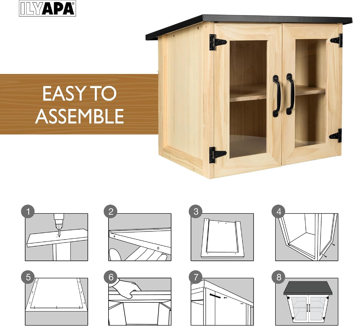 Ilyapa Outdoor Library Book Box - Free Literature Exchange Kit for Outside - Little Wood Cabinet for Sharing Books and Arts - 20x14x19 Inch
