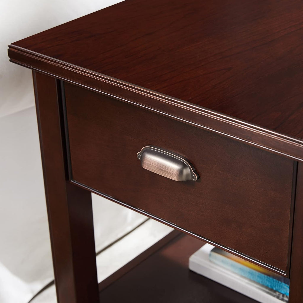 Leick Home Laurent Solid Wood Side Table with Hidden Compartment, Chocolate Cherry Brown, Perfect for Living Rooms, Bedrooms, and Offices, 10507-SC