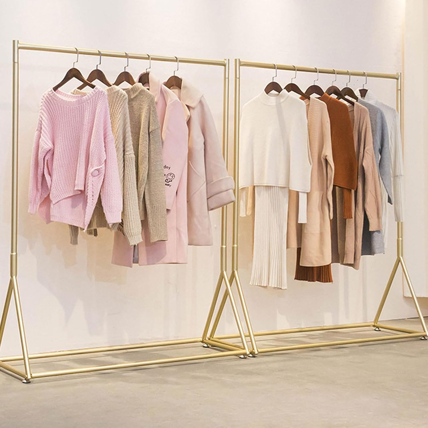 Modern Standing Coat Rack Thickened Pipe High Load-Bearing Metal Coat Rack Freestanding Clothing Rack Garment Racks for Hanging Clothes (Color : Gold, Size : 100 * 40 * 130cm)