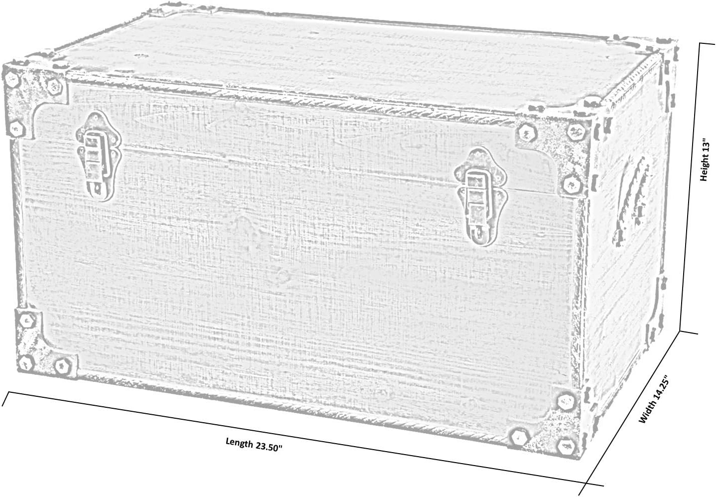 Distressed Wooden Vintage Industrial Style Decorative Trunk with Lockable Latch