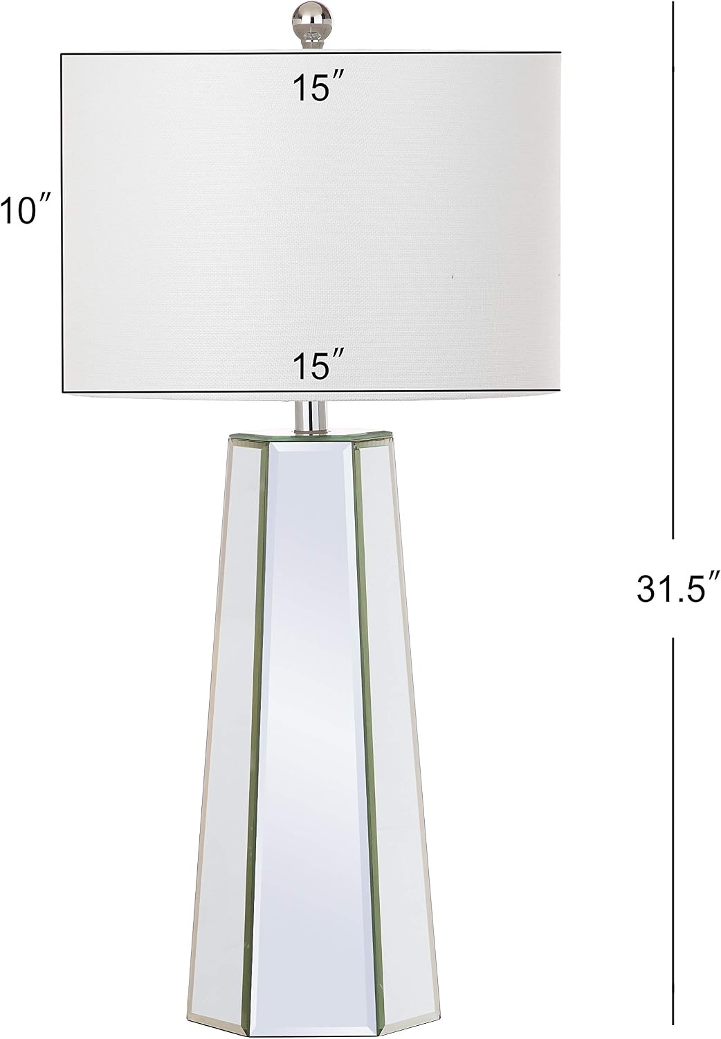 SAFAVIEH Lighting Collection Janice Modern Art Deco Mirror Chrome 32-inch Bedroom Living Room Home Office Desk Nightstand Table Lamp Set of 2 (LED Bulbs Included)
