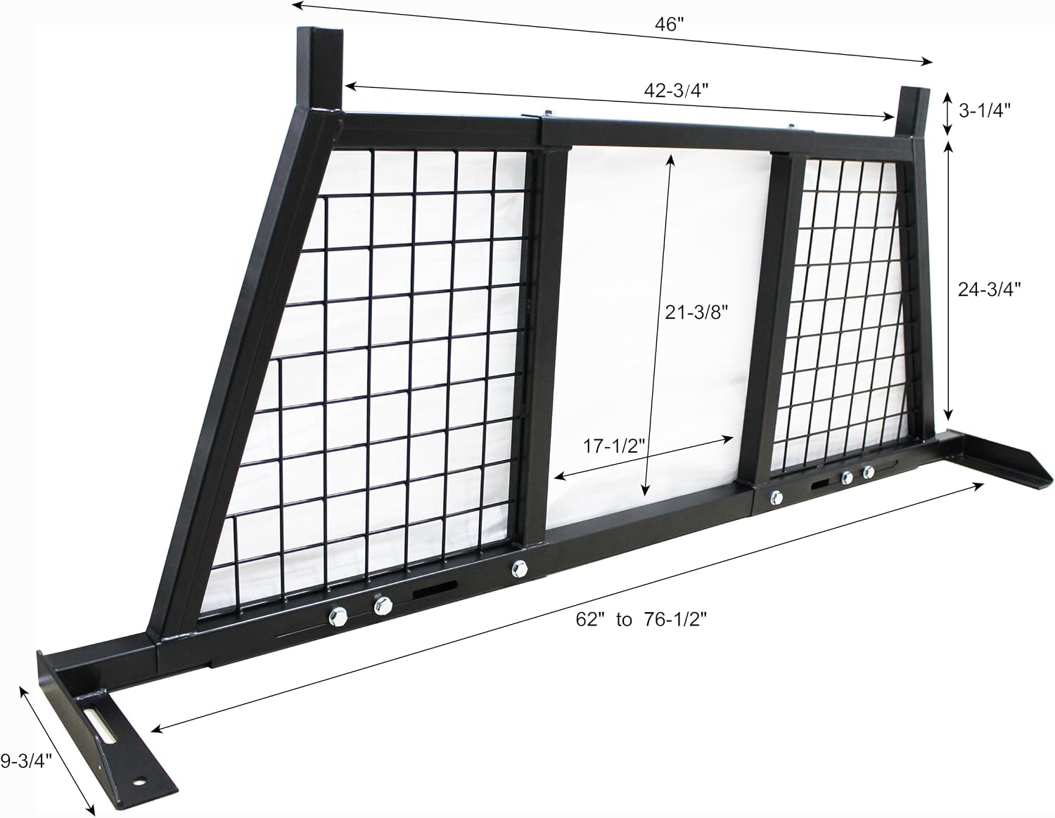 MaxxHaul Adjustable Truck Headache Rack - Fits 62' to 76.5' Beds - No-Drill Bolt-On Stake Pocket Mount - Steel Grid Screen (50257)