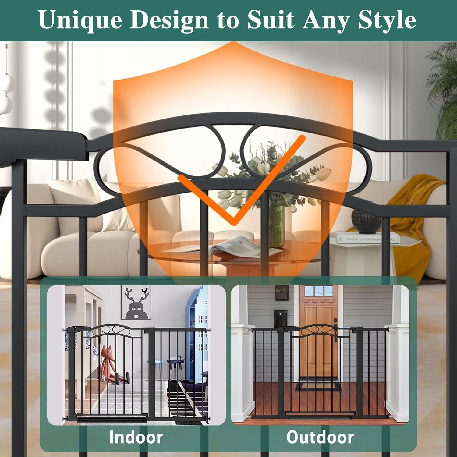 Fairy Baby 57.1'-59.8' Extra Wide Baby Gates with Door, 58 59 Inches Child Gate for Todder Kids, Metal Pressure Mounted Pet Dog Gate, Walk Thru Safety Gate for Doorway Stairs, Black