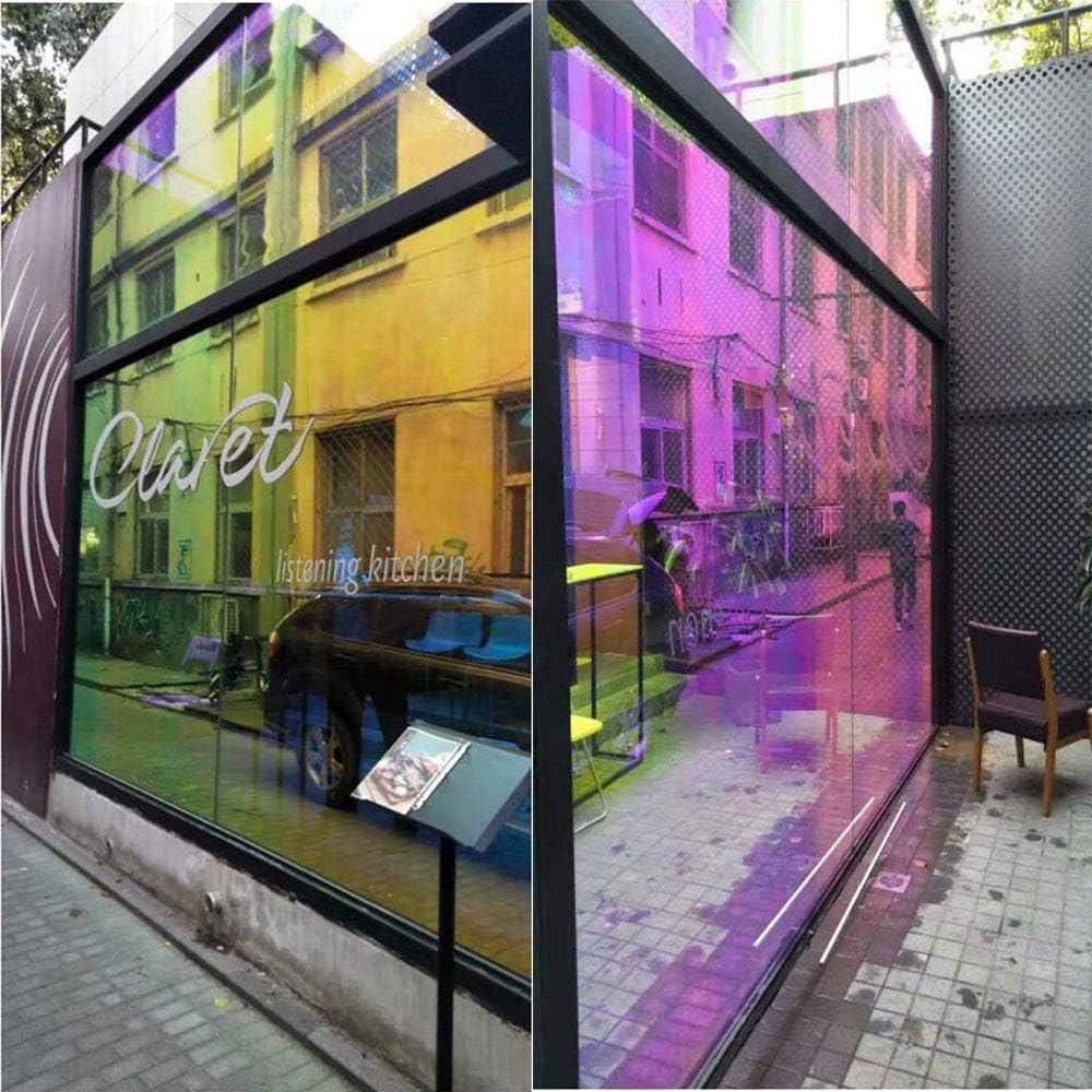 HOHOFILM Chill Window Film Chameleon Color Rainbow Effect Window Glass Tint Self Adhesive Decorative Tint for Residential & Buildings Glass 54' X98FT roll