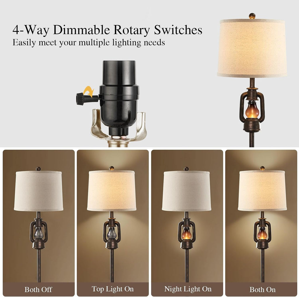 New - Same Matching Floor Lamp - 63'' Floor Lamp + 25'' Lantern Table Lamps Set of 2