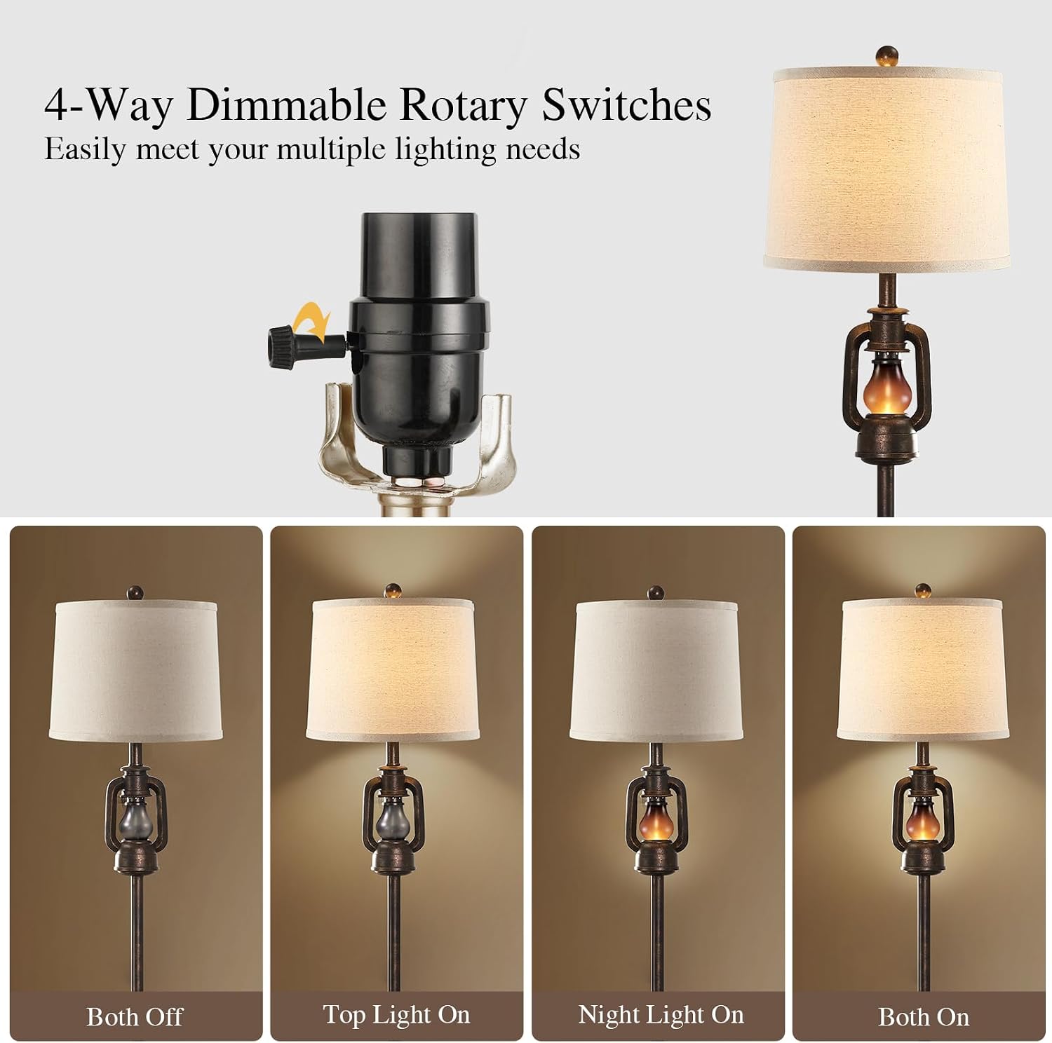 New - Same Matching Floor Lamp - 63'' Floor Lamp + 25'' Lantern Table Lamps Set of 2