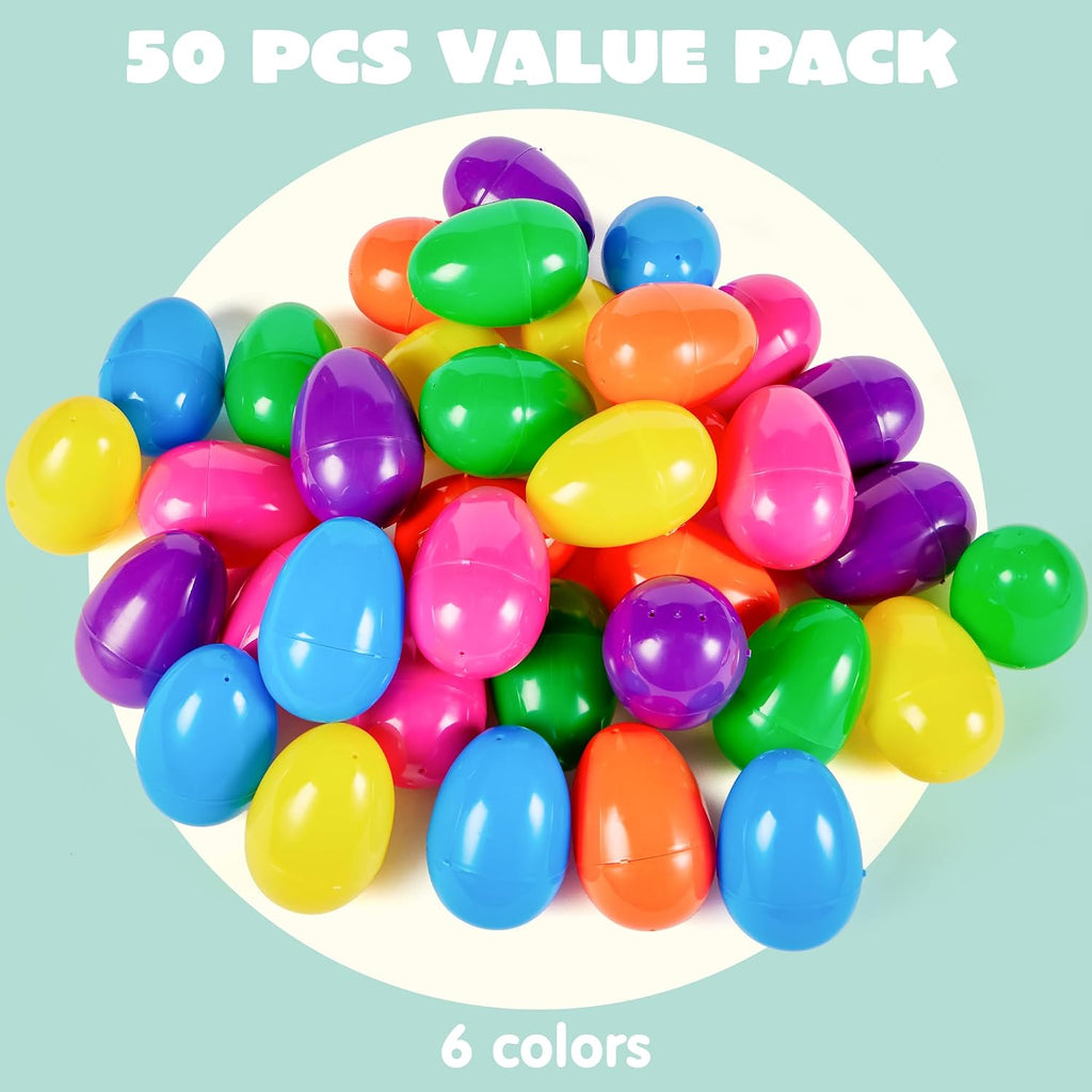 JOYIN 3.15' Easter Eggs, Fillable Plastic Eggs Empty Colorful Bright Eggshells with Hinge for Easter Hunt, Filling Treats, Party Favor, Basket Stuffers, Classroom Prize Supplies, 1000PCS