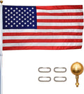 Titan Telescoping Flag Poles, 15ft Silver - Made in The USA Heavy Duty Flag Pole Kit with Anodized Aluminum Telescoping Flag Pole, 3 x 5 American Flag, Hardware for 2 Flags, Assembly Instructions