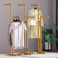 Clothing Racks - Metal Garment Racks for Retail Display Hanging Clothes, Heavy Duty Gold Commercial Clothing Display Rack with Wheels, FreeStanding Sturdy Clothes Organization (6 Arm,Gold)