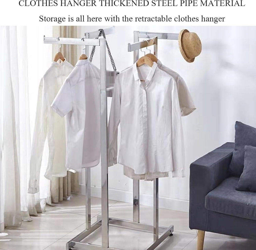 Modern Boutiques Clothing Store Garment Rack,Commercial Grade Nakajima Clothes Display Rack,Floor-Standing Clothes Shelves Heavy Duty 4 Way Rack,Shoes Bags Clothes Organizer Storage Shelves, white
