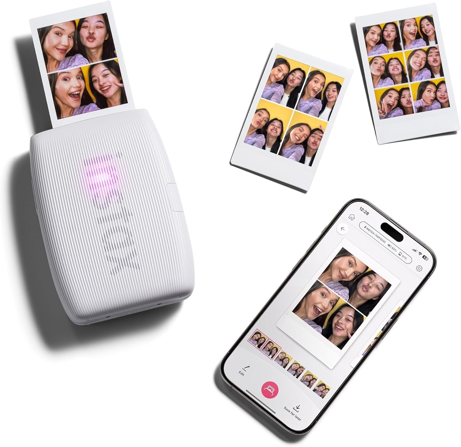 Fujifilm Instax Mini Link 3 Smartphone Printer with Instax Mini Films and Free Bonus Microfiber Cleaning Cloth... (Clay White, 2 x Twin Pack (40 Sheets))