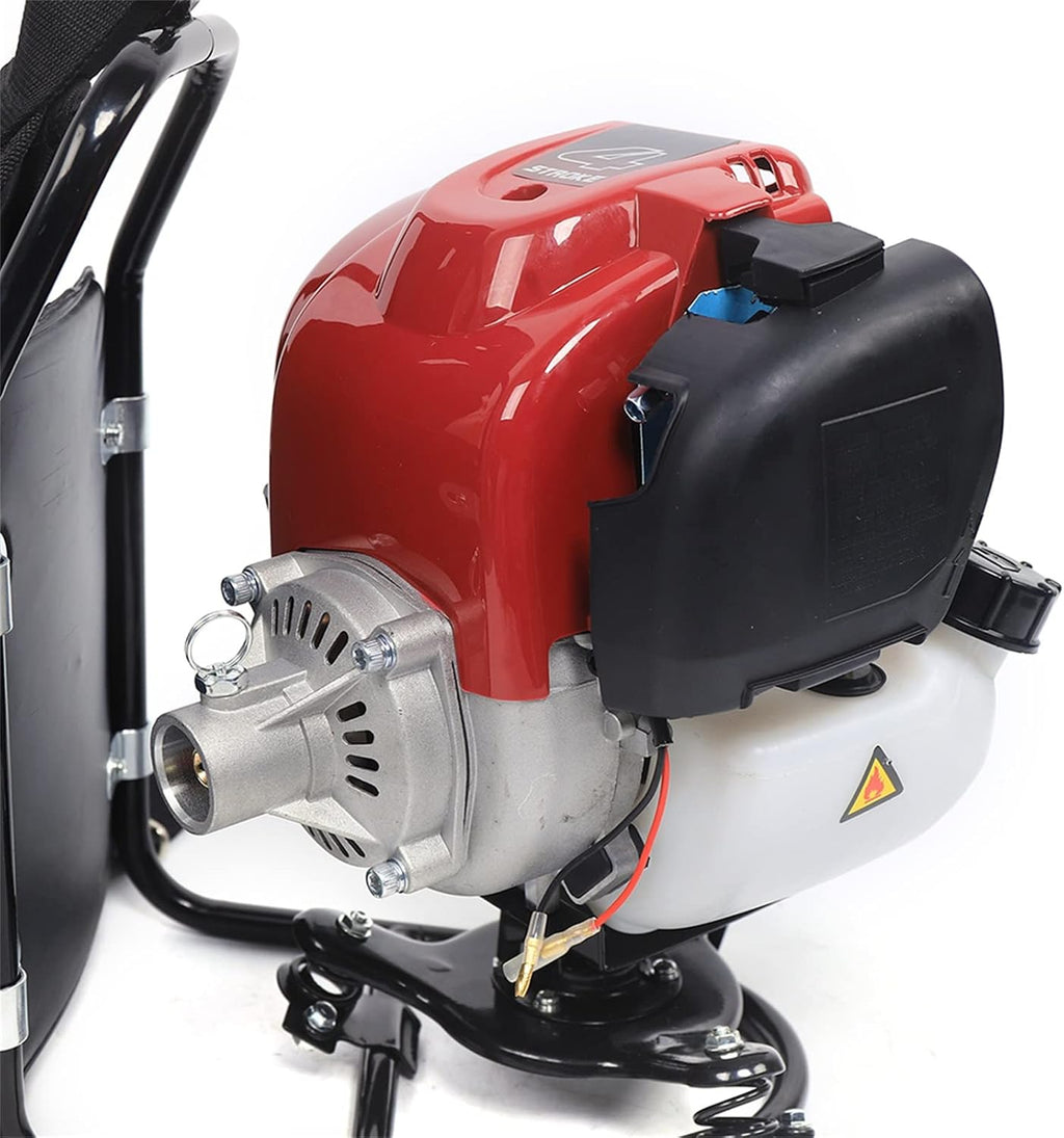 Backpack Gas Powered Cultivator Tiller Lawn Mower, 3IN1 1.4HP 4-Stroke 35.4cc Brush Cutter Hedge Trimmer with 2T Blade, Single Cylinder Air-Cooled Gasoline Engine Grass Trimmer Weed Eater
