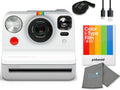 Polaroid Gen 2 Now I-Type Instant Film Camera - White Bundle with a Color i-Type Film Pack (8 Instant Photos) and a Cleaning Cloth