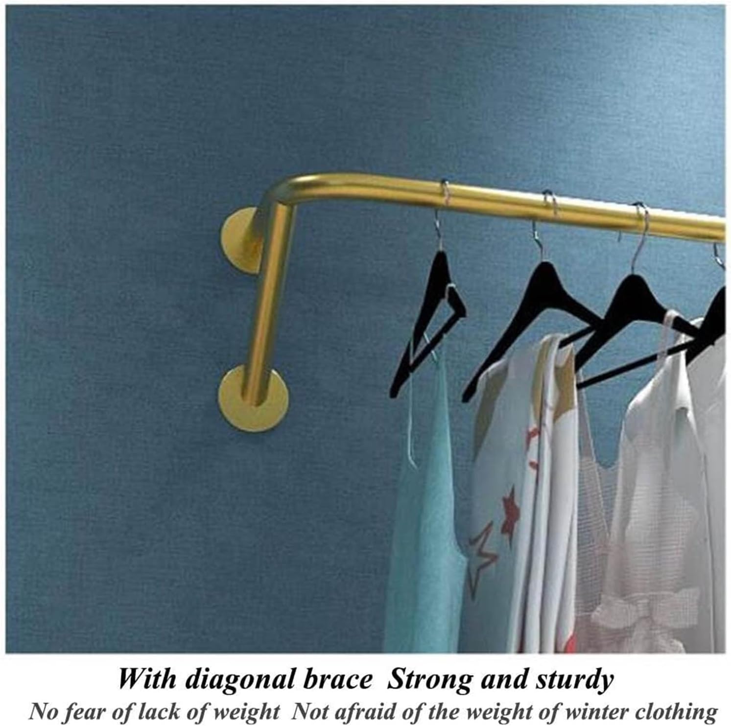 Clothes Rail Garment Rack Clothing Rack Wall Mounted Sets of 3, Wall Clothing Rack Garment Rack for Hanging Clothes Coats Laundry Room Organizer Storage Hanger Shelf Sp, Gold - 3 pieces-120CM