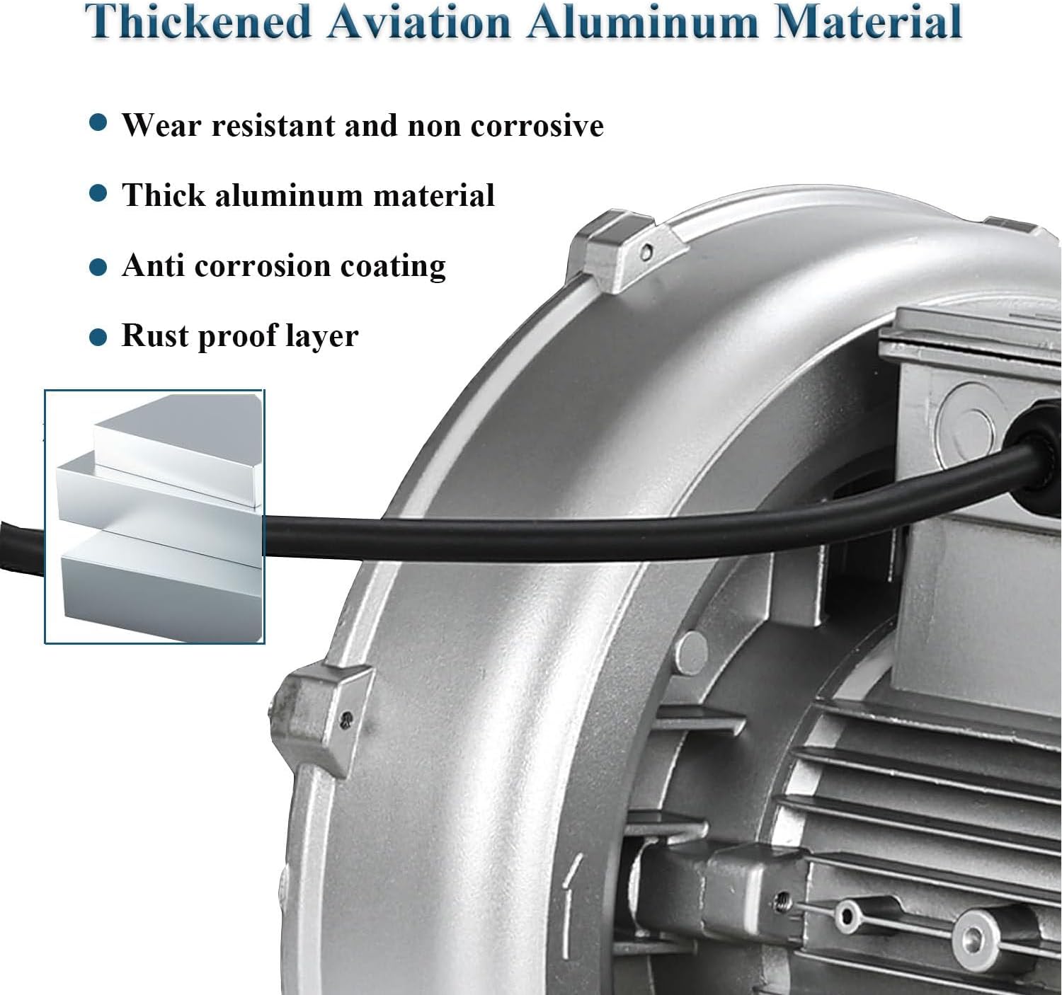 Side Channel Blower, Regenerative Blower, High-Pressure Vortex Ring Blowers, Industrial Vacuum Pump, 2800 Rpm, for Aquarium, Hydroponics Pond, Septic Tank Aerators (250W)