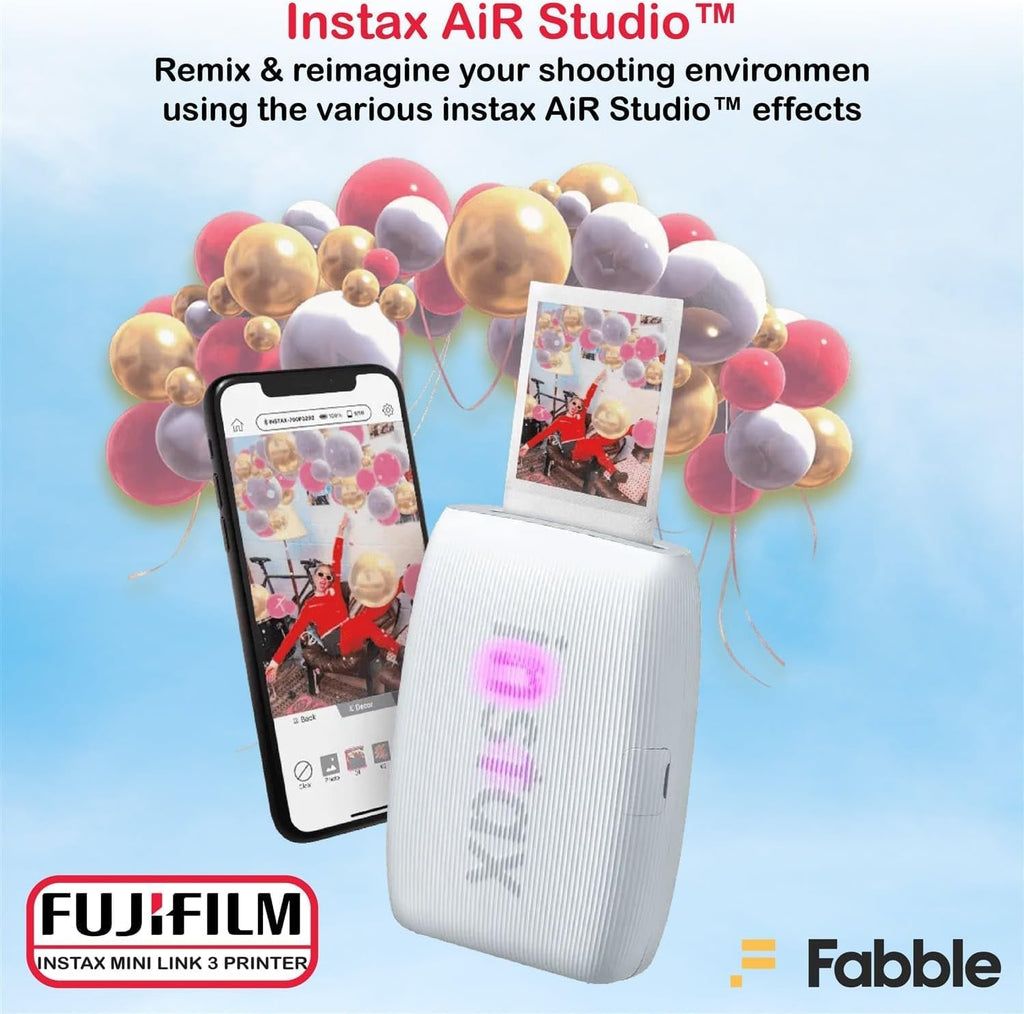 Fujifilm Instax Mini Link 3 Smartphone Printer with Instax Mini Films and Free Bonus Microfiber Cleaning Cloth... (Clay White, 4 x Twin Pack (80 Sheets))