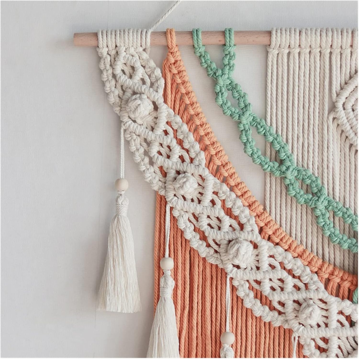 Tapestry Hand-Woven Tapestry Macrame Wall Hanging Art Woven Bohemian Crafts Decoration Tapestry for Home Bedroom (Orange 60x75cm)