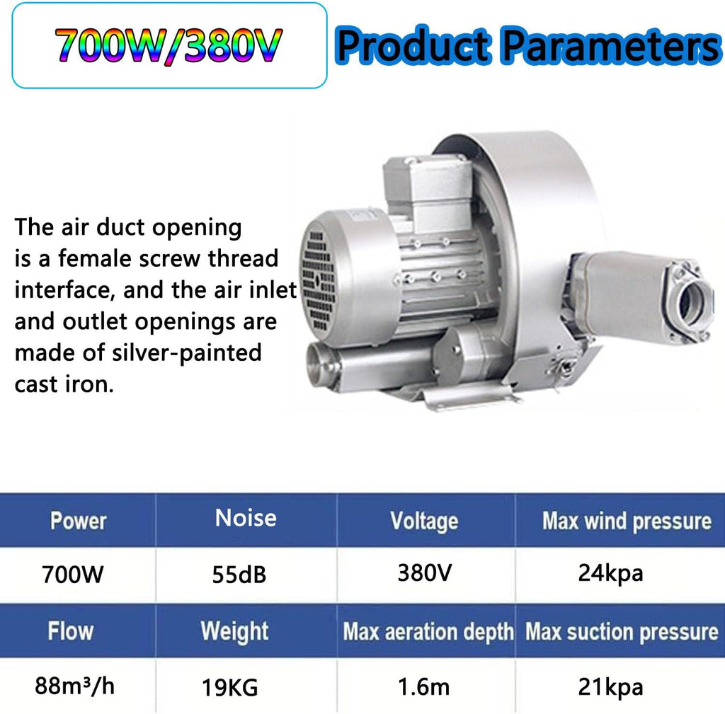 High Pressure Air Blower,Regenerative,380v,High-Pressure Vortex Ring,Industrial Extractor Fans,Commercial Fan(700W/380V)