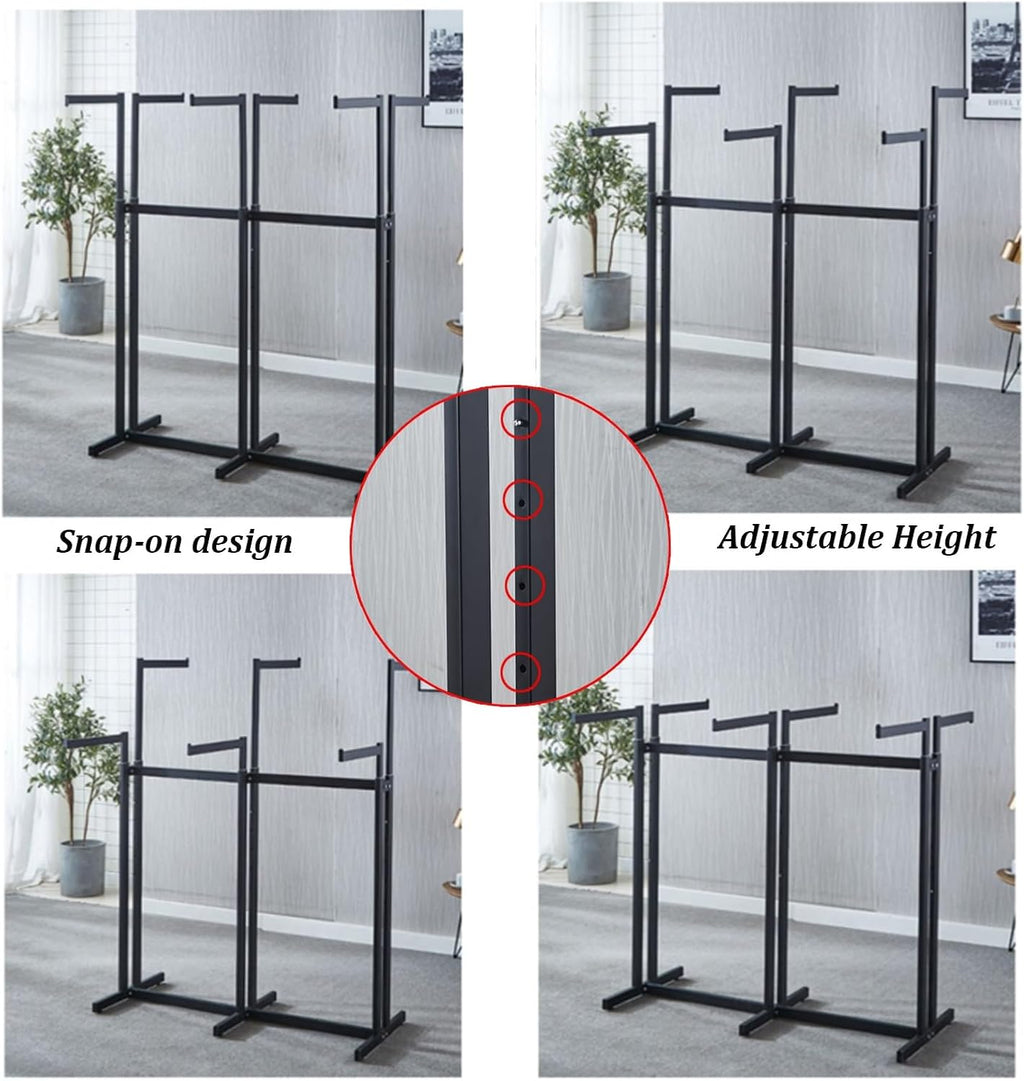 6 Arms Heavy Duty Retail Display Racks, Commercial Clothing Display Rack Stand, Adjustable Height, Garment Racks Metal for Retail Display Hanging Clothes,Gold