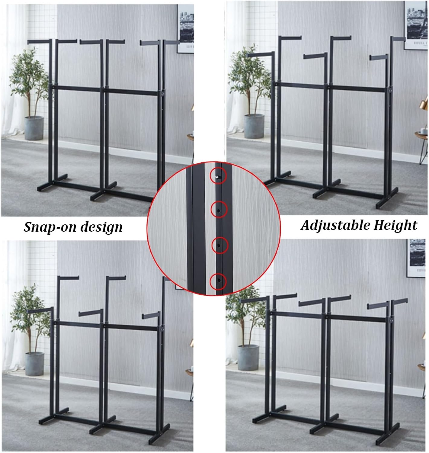 6 Arms Heavy Duty Retail Display Racks, Commercial Clothing Display Rack Stand, Adjustable Height, Garment Racks Metal for Retail Display Hanging Clothes,White