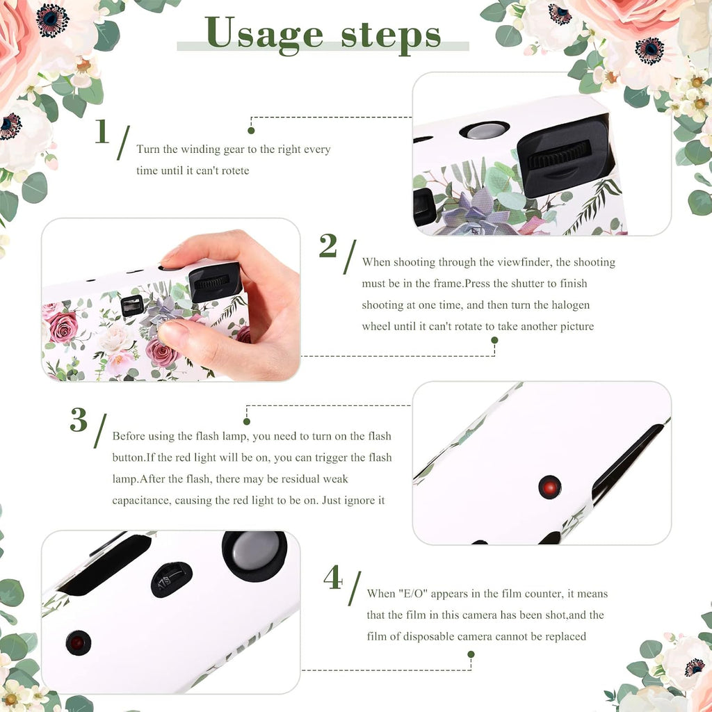 10 Pack Disposable Camera for Wedding Bulk, 35mm Single Use Camera Bulk with Flash Black and White Film for Gathering Wedding Travel (Pink Rose,Black and White Film)